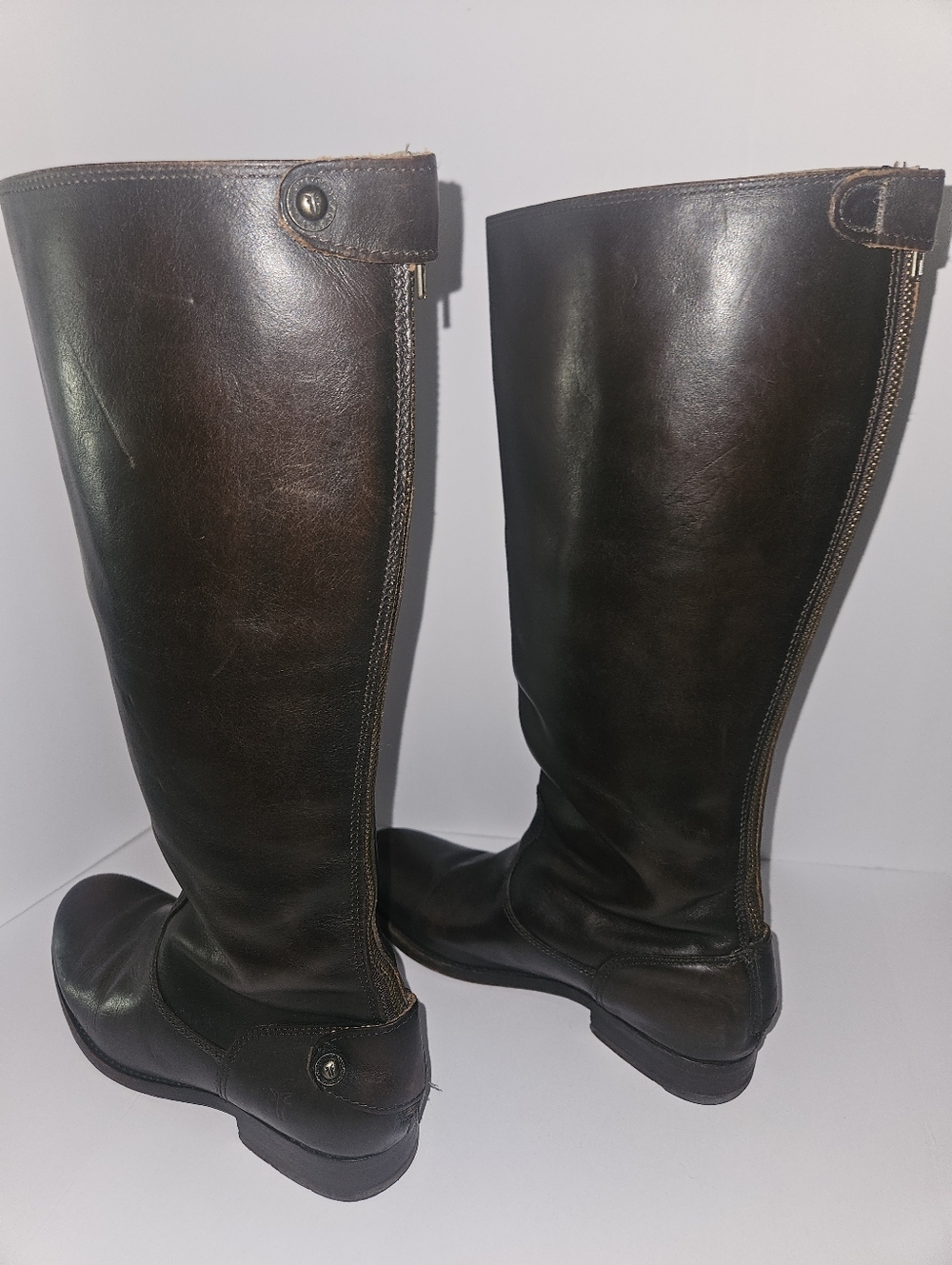 Frye Dark Brown Leather Knee-High Riding Boots - Picture 2 of 10